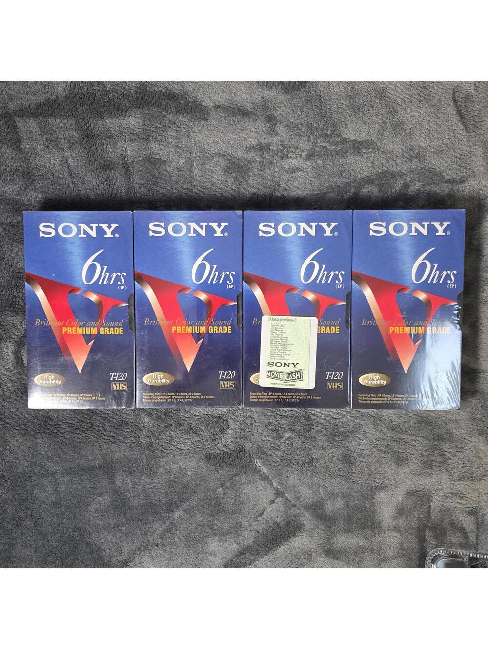 Sony T-120 6 Hrs VHS 9 Pack VCR Tapes Pack Of 4 Blank Premium Grade Sealed New